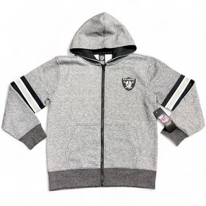 NFL Las Vegas Raiders Zip-Up Hoodie – Grey (Kids, New With Tags)
